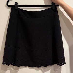 LOFT Black Eyelet Hem Skater Skirt